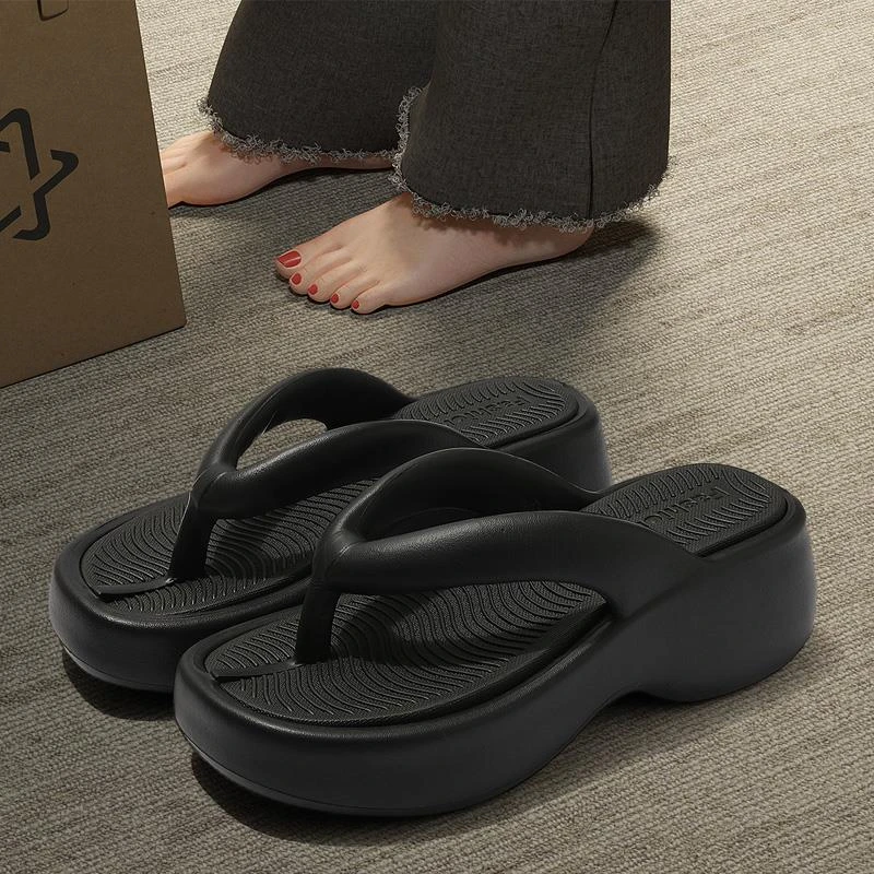 厚底人字拖女士夏季2025新款增高防滑海边凉鞋沙滩夹脚拖鞋外穿女