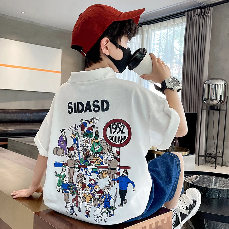 男童夏装短袖T恤中大儿童夏季男孩半袖纯棉POLO衫上衣2025新款潮