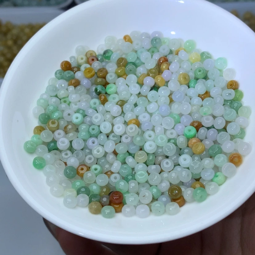 【闪购商品】翡翠手链未镶嵌卡3乘4.5冰三彩算盘60颗