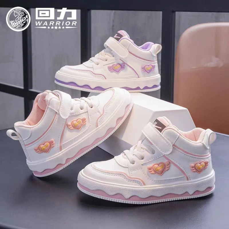 Warrior/回力1466春秋儿童运动女童高帮休闲女孩魔术贴舒适鞋C