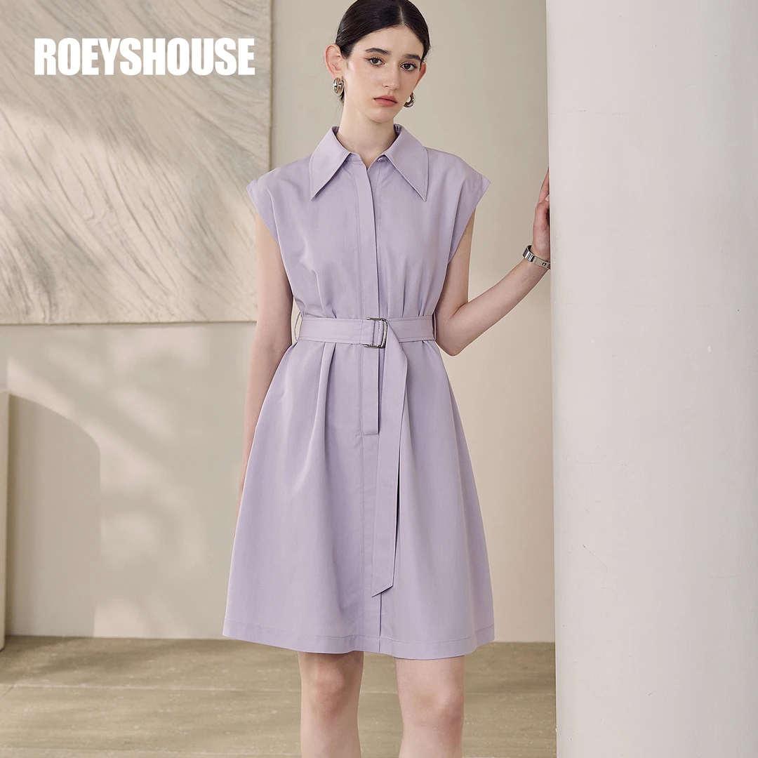 【RH】罗衣高级感通勤醋酸连衣裙2025夏季新款气质系带A字裙12314
