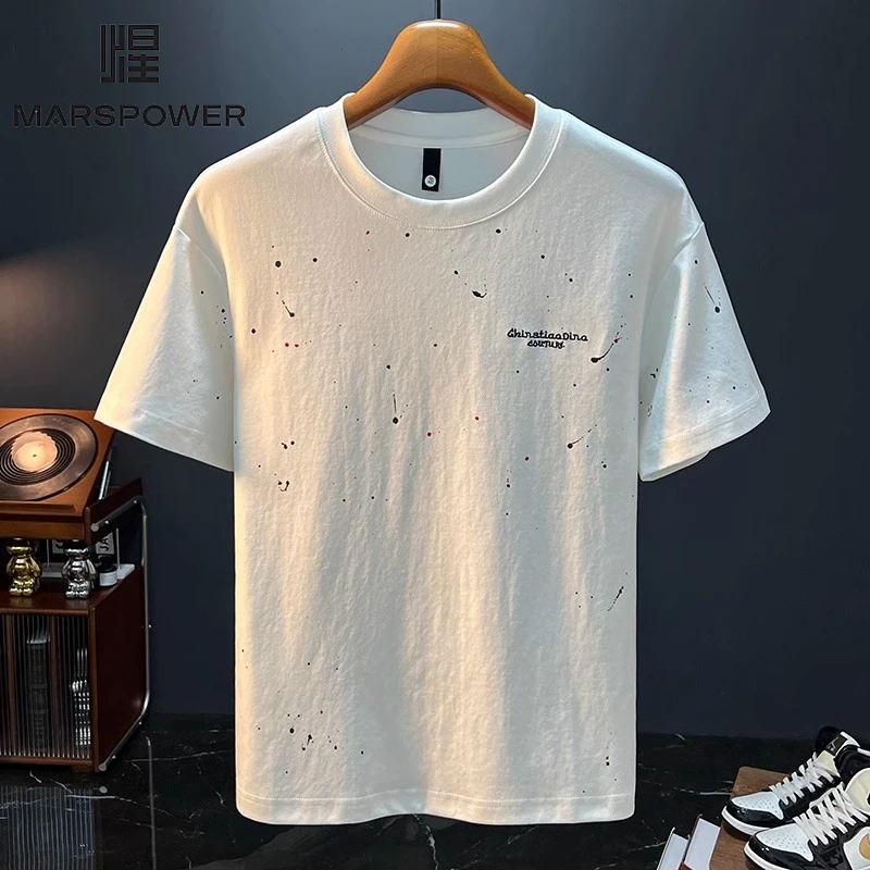 Cebrodz高端字母刺绣t恤男2025新款夏潮流圆领短袖宽松ins上衣