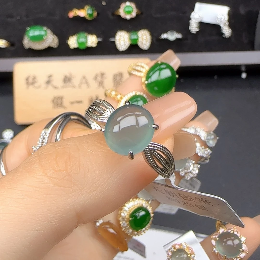 银S925镶嵌戒指翡翠
