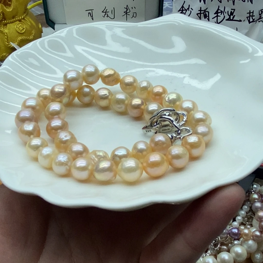 闭***眼合金天然淡水珍珠无人工干预淡水珍珠