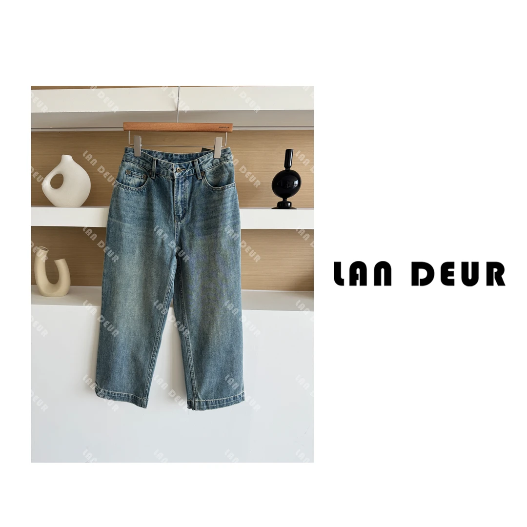 JIUJIU【念鹤空山】夏季宽松舒适透气时尚百搭休闲设计师九分牛仔裤