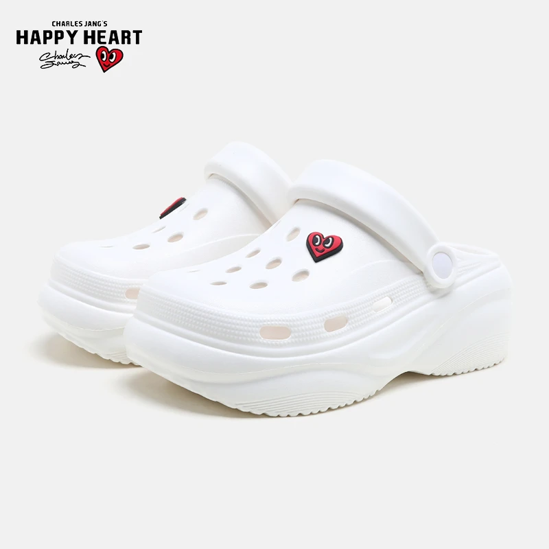 查尔斯桃心洞洞鞋2025新款泡芙女士厚底增高简约外穿鞋