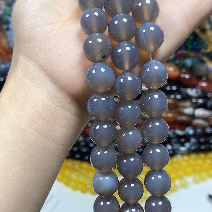 玛瑙/玉髓未镶嵌珠宝半成品灰玛瑙卡12mm