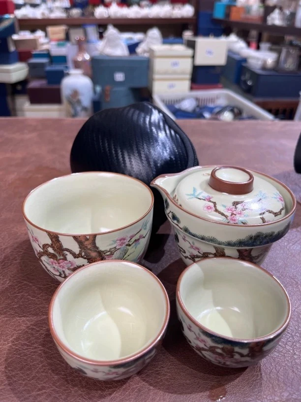 199满彩喜上眉梢一壶三杯旅行茶具