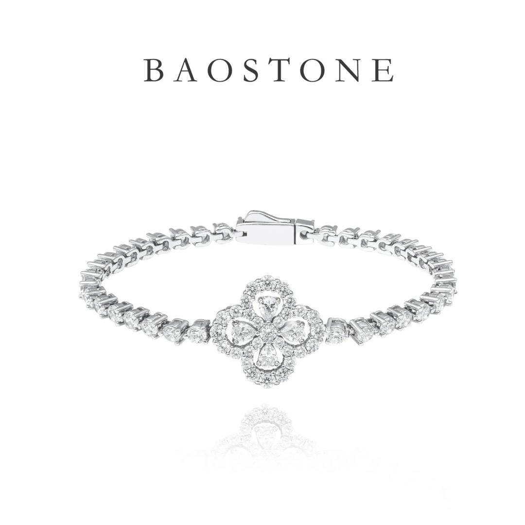 BAOSTONE 925银合成锆石手链 【四叶草手链】轻奢礼物送女友 S105