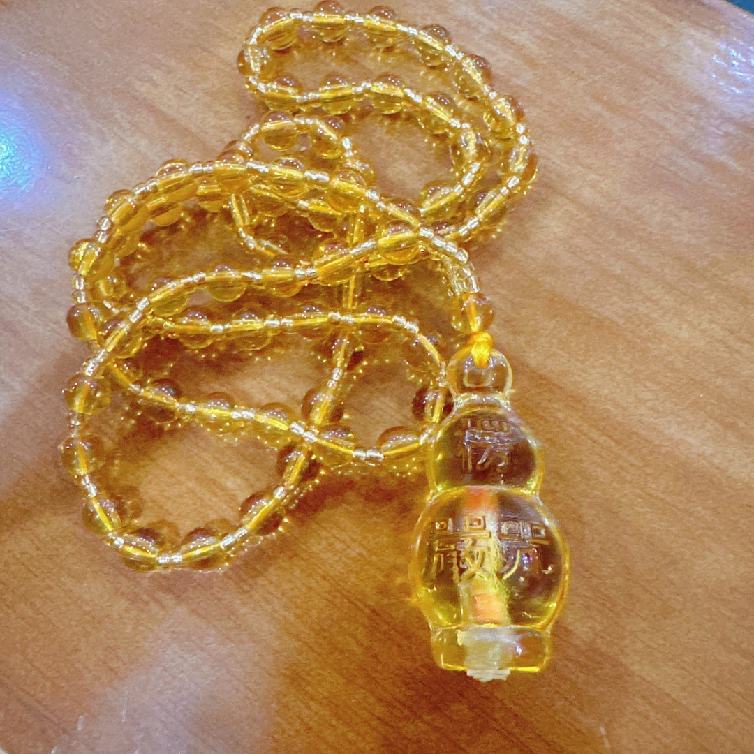 寺庙结缘楞严咒琉璃吊坠 内置经文平安项链