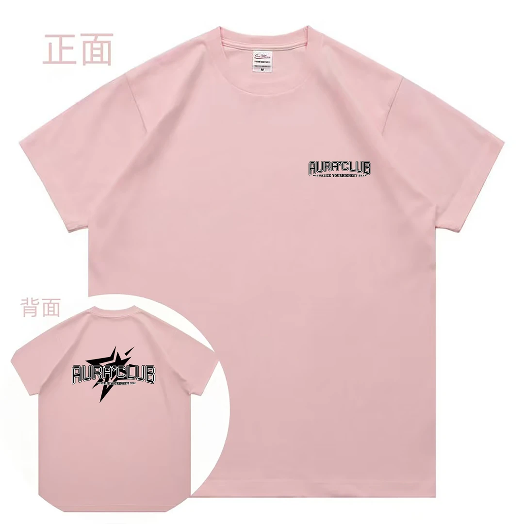 096重磅纯棉港风短袖t恤男女宽松百搭痞帅上衣圆领休闲半截袖T恤