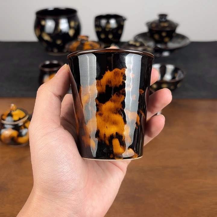 瓷玳瑁釉小可乐杯