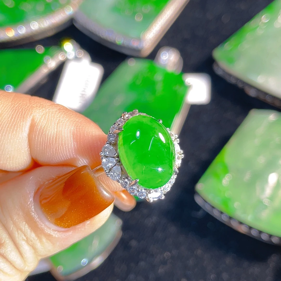 翡翠银S925镶嵌戒指翡翠