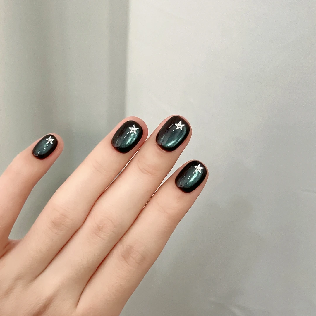 【蓝棕星星】不二意 显白无压力星星 棕蓝猫眼 纯手工穿戴甲