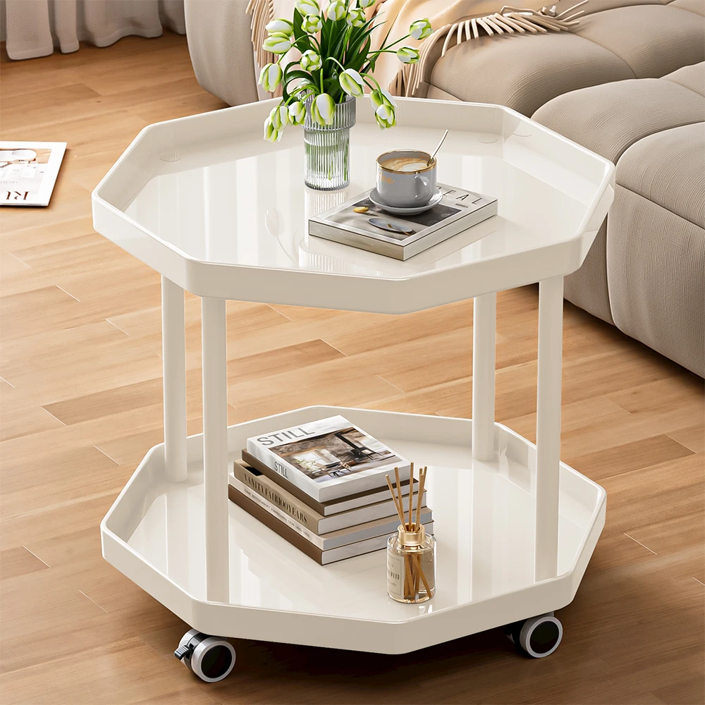 俏洁小推车置物架家用移动茶几双层边几客厅卫生间卧室床头收纳架