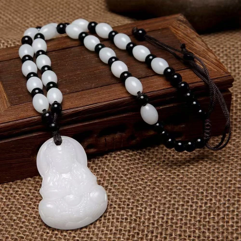 白色观音吊坠饰品百搭可调节挂件C113