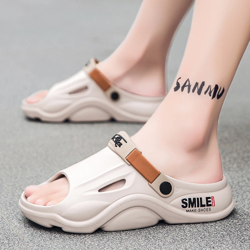 夏季时尚新款男士踩屎感室内休闲风居家户外开车涉水两穿凉鞋拖鞋