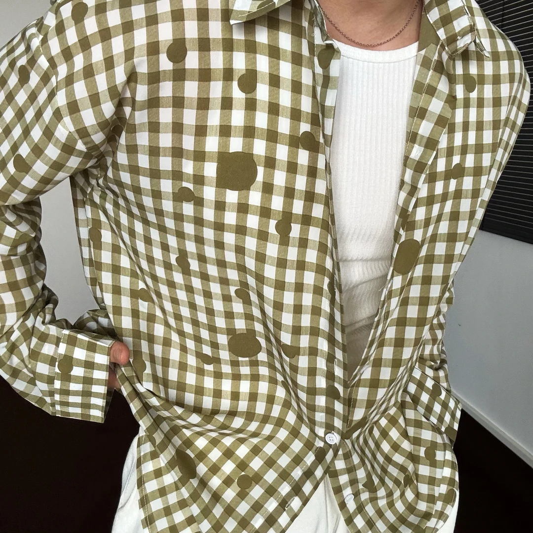 陆星家【冰点格】夏季格纹男士长袖衬衫宽松休闲衬衣时尚潮流C302