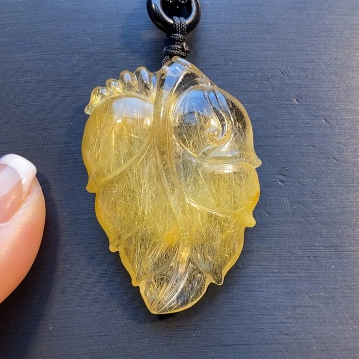 颈饰未镶嵌发晶金发晶大业有成吊坠