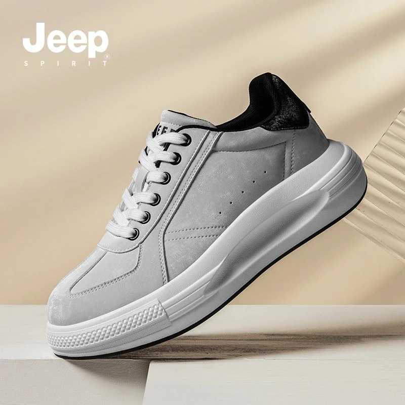 JEEPSPIRIT吉普男鞋2025新款春季高级感板鞋厚底显高休闲鞋子男款