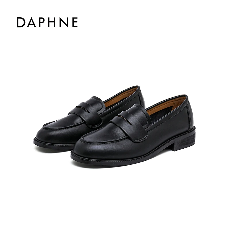 Daphne/达芙妮女鞋2025秋季乐福鞋时尚百搭粗跟增高简约休闲日系