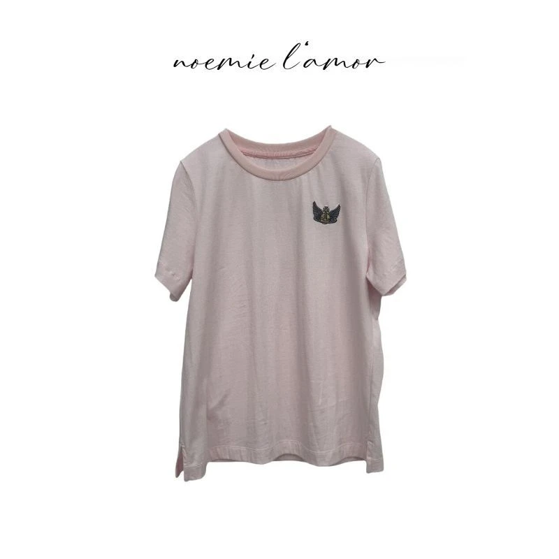 诺糸圆领浅灰色短袖 T 恤女 2025 新款 土星刺绣宽松舒适上衣7070