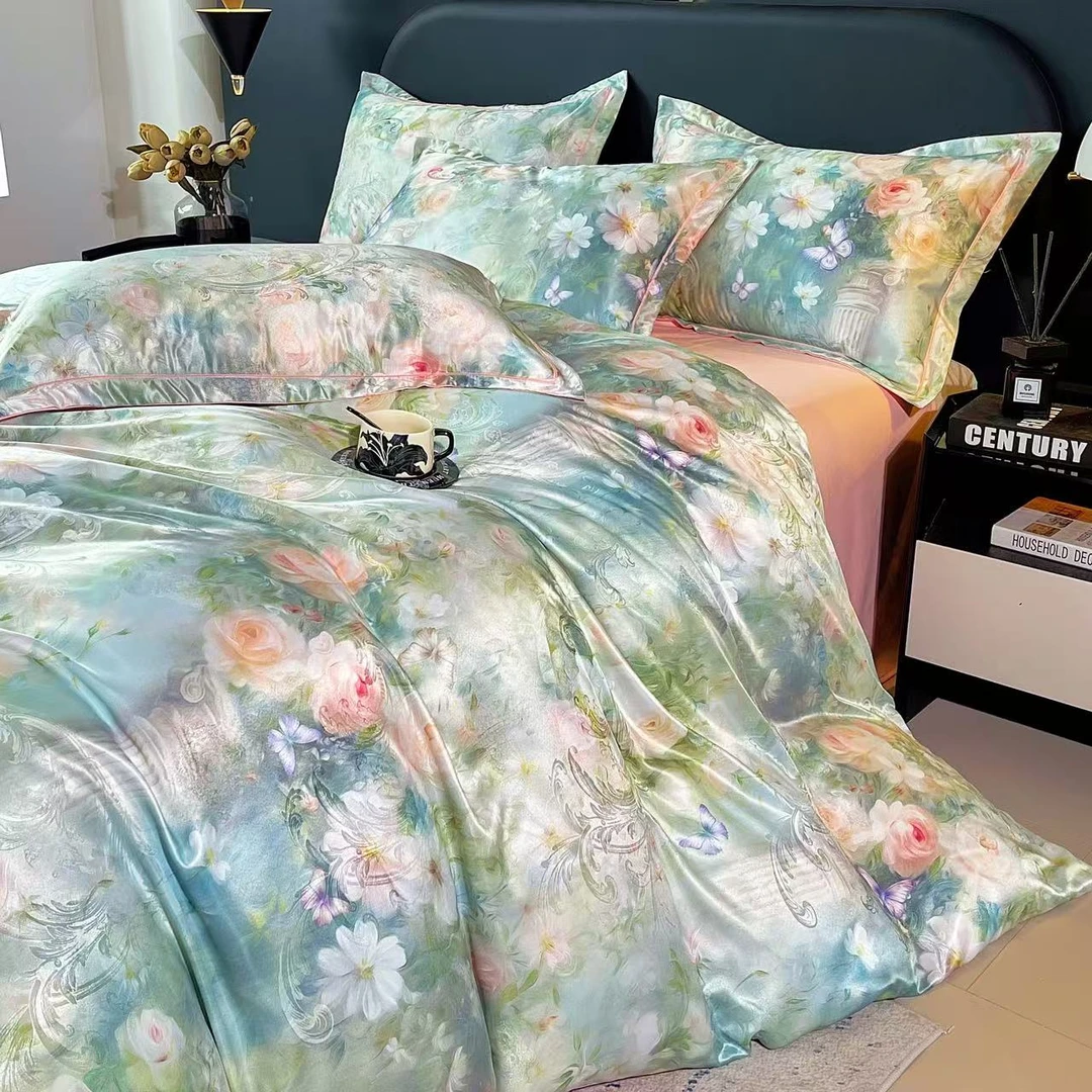 柔软透气印花家用贡缎提花四件套