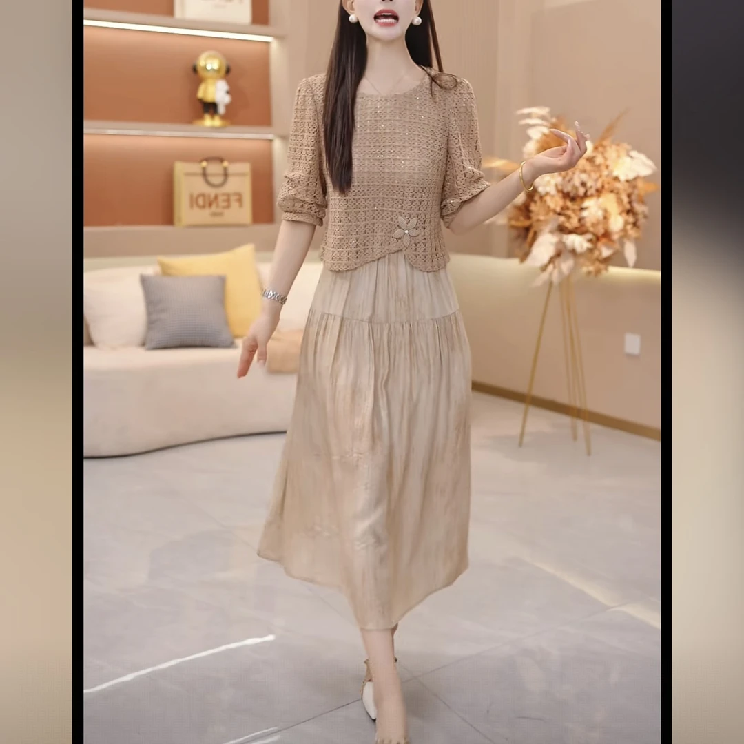 【上衣+连衣裙】SJYH2717早秋2025新款时尚优雅减龄洋气两件套裙