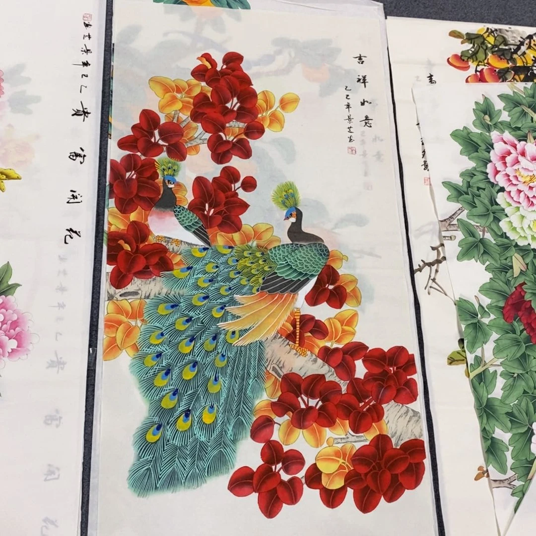 国画尺寸140✖️70四尺工笔手绘画
