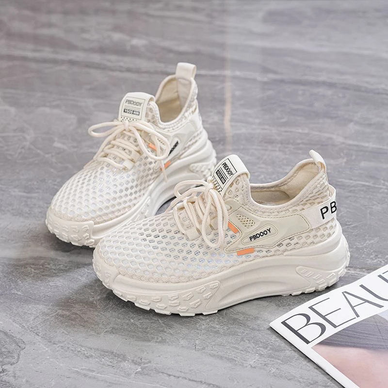 安踏联名部派2025夏季女鞋新款透气镂空网鞋子女韩版百搭厚底运动