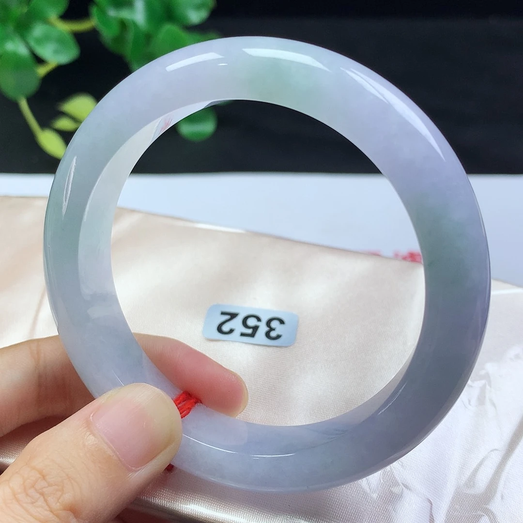 未镶嵌手镯翡翠5758圈口春带彩正圈编号352