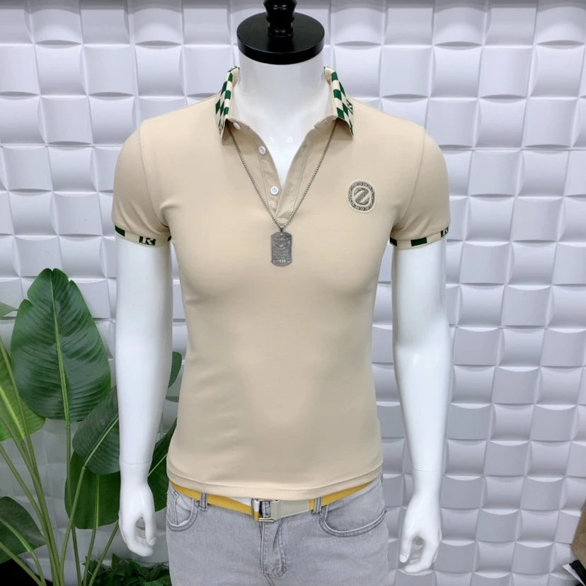 新款翻领polo衫上衣短袖3775男装修身版潮流时尚百搭男士T恤半袖
