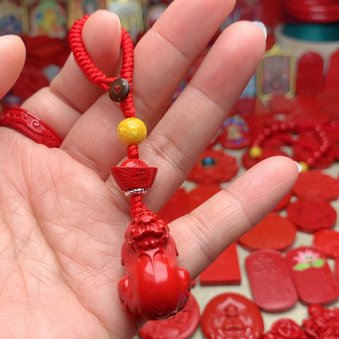 天然辰砂工艺品朱砂钥匙扣