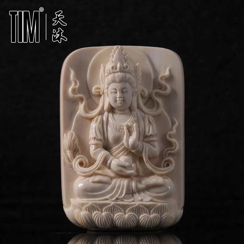 TIM新品猛犸象牙手工精雕冰料地藏王菩萨守护神本命佛男女款吊坠
