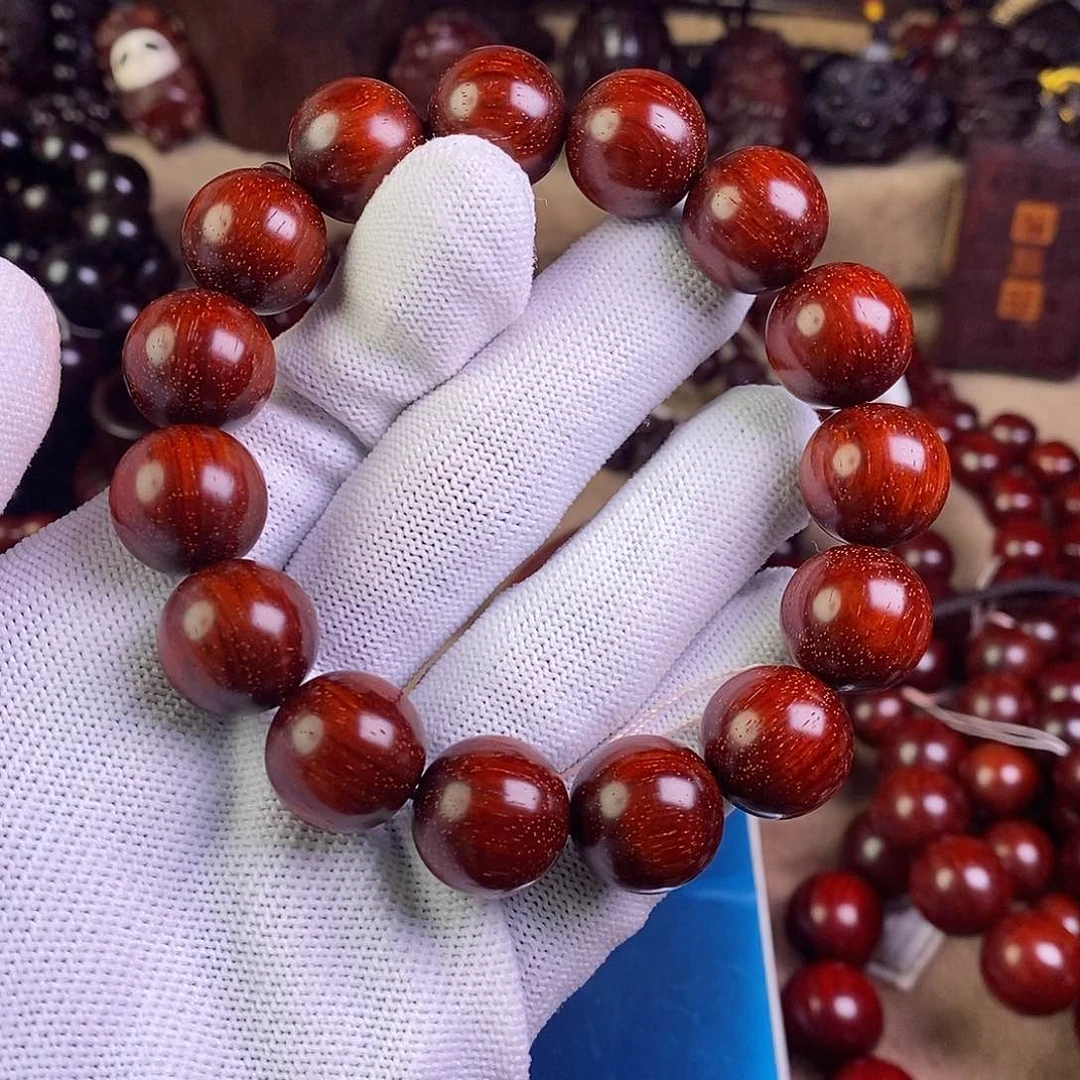 小叶紫檀手串/手链乡**光无胶无蜡15高油密