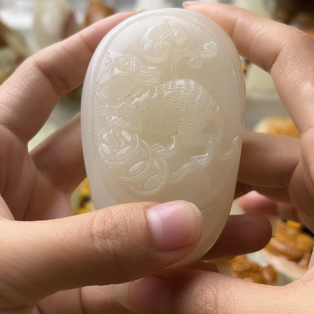 石材方解石手把摆件不退换鼠