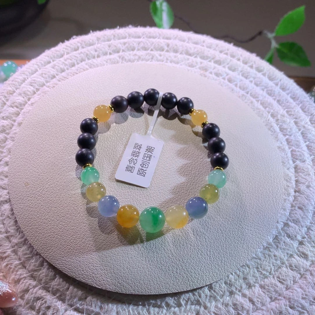 散珠翡翠天然缅a浓艳多宝半串