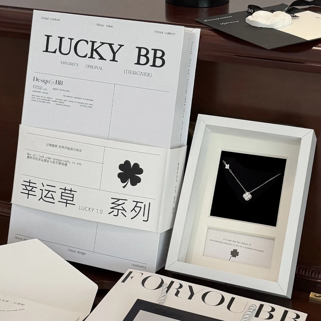 坠链均925银锆石 幸运四叶草项链女送闺蜜送女友生日礼物高级感