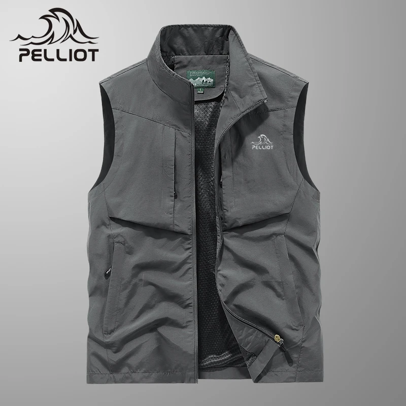 伯希和运动马甲男士春季新款立领户外休闲透气速干多口袋坎肩马甲