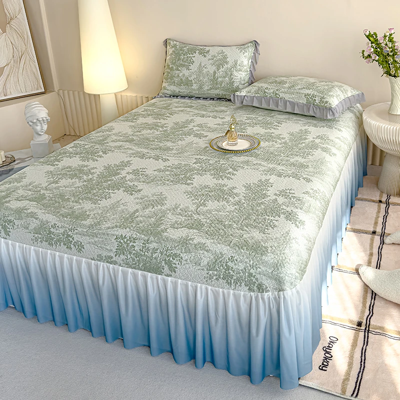 2025新款冰豆豆床裙款凉席夏季冰丝凉席可机洗水洗夏天软席子单人