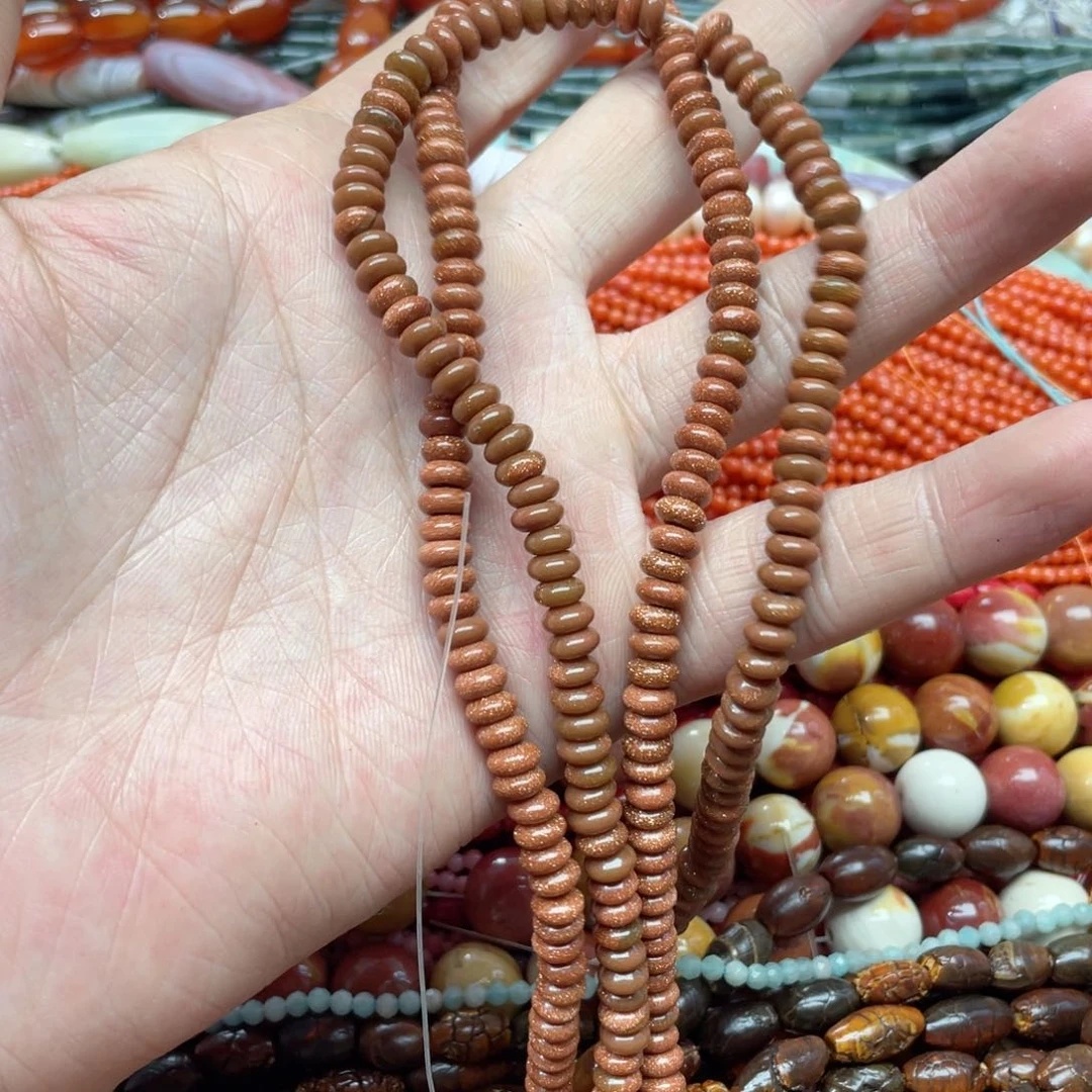 玛瑙/玉髓合金珠宝半成品一条6mm金沙