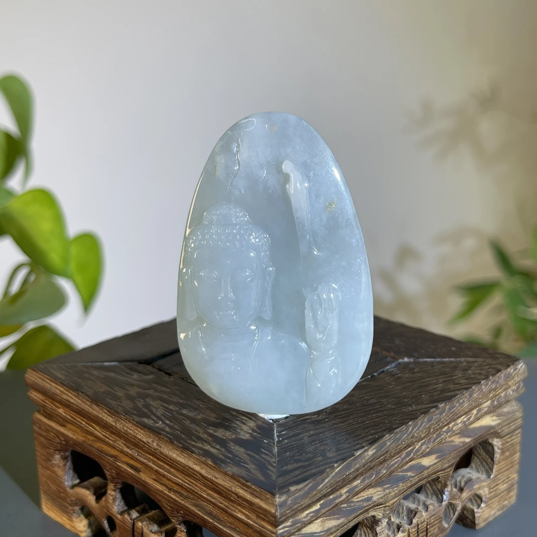 JXA22-017 天然缅甸A货翡翠  悟道拜佛