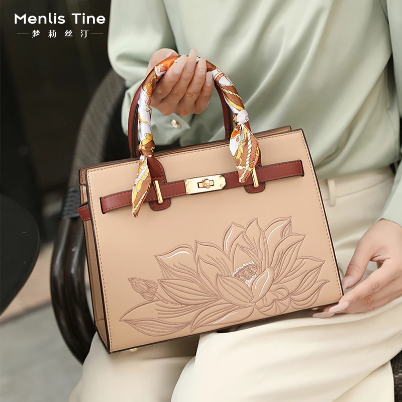 送妈妈高档生日礼物包包2025新款中式刺绣手提通勤包包女士斜挎包