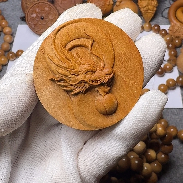 手串/手链檀香木老山檀香雕刻龙牌