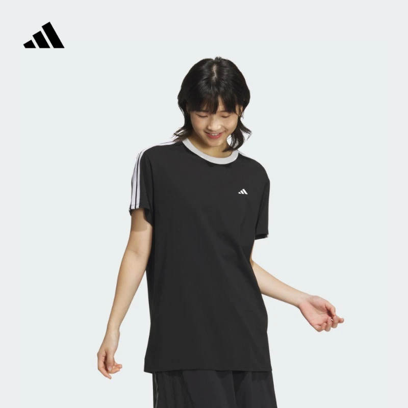 流光风 阿迪达斯官方 休闲宽松纯棉上衣圆领短袖T恤女款 JY7612