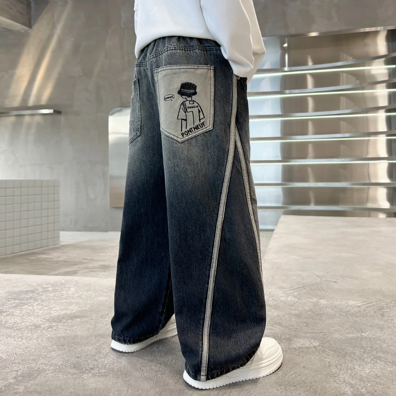 儿童装男童牛仔裤子秋冬款2025新款冬季加绒加厚男孩大童休闲长裤