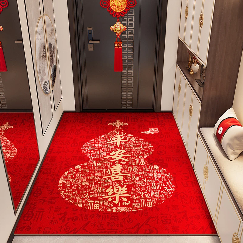 新中式黄色入户门地垫硅藻泥家用进门口免洗可擦脚垫加厚地毯