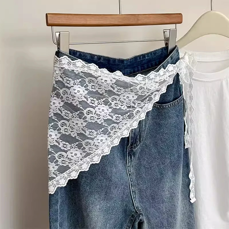 系在腰上的丝巾连衣裙腰巾新款百搭蕾丝三角巾腰封腰带配裙子绑带