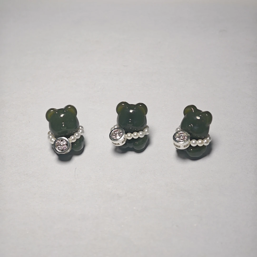 【书记甄选】天然和田玉小熊DIY单颗（已打孔） 多样性发一件 6838CC