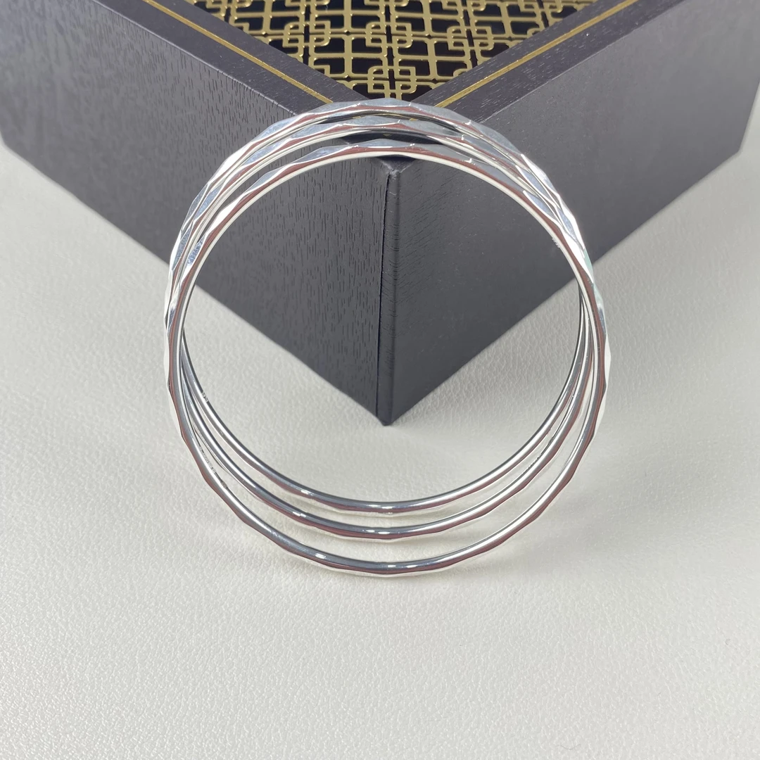 足银手镯 水贝国韵银饰甄选【足银999.9三圈水立方手镯】三生三世